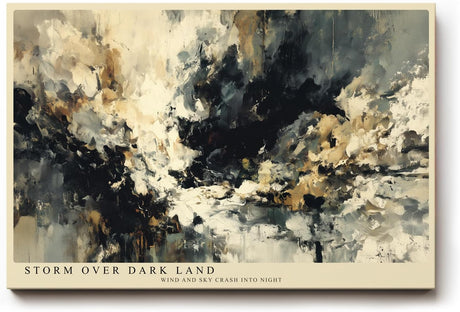 Paul Sinus Wandbild 120x80cm Dramatischer Sturm über Landschaft Abstrakte Natur Kunst in Beige Schwarz Wanddekoration