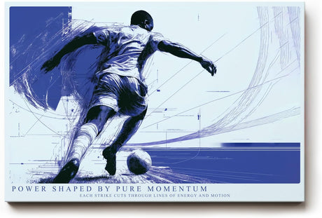 Paul Sinus Wandbild 120x80cm Dynamischer Fussballspieler moderne Sportkunst in Blau