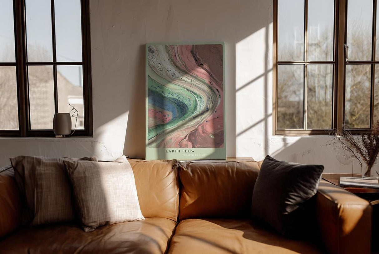 Paul Sinus Wandbild in 40x60cm Earth Flow Abstrakte Fließstrukturen in Grün-, Blauund Erdtönen