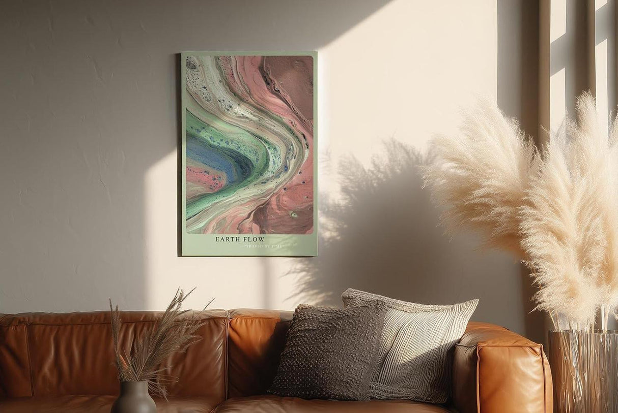Paul Sinus Wandbild in 40x60cm Earth Flow Abstrakte Fließstrukturen in Grün-, Blauund Erdtönen