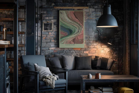 Paul Sinus Wandbild in 40x60cm Earth Flow Abstrakte Fließstrukturen in Grün-, Blauund Erdtönen