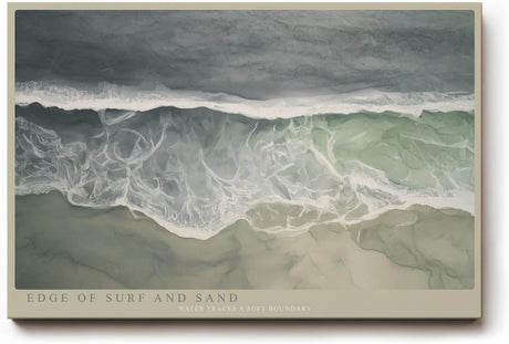 Paul Sinus Wandbild 120x80cm Edge of Surf and Sand Luftaufnahme Meer Wellen Strand Natur Fotokunst Poster für Wohnzimmer Schlafzimmer Büro