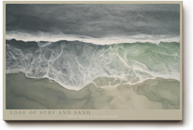 Paul Sinus Wandbild 120x80cm Edge of Surf and Sand Luftaufnahme Meer Wellen Strand Natur Fotokunst Poster für Wohnzimmer Schlafzimmer Büro