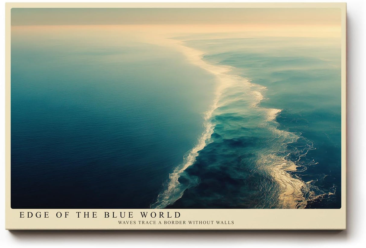 Paul Sinus Wandbild 120x80cm Edge of the Blue World Luftaufnahme Meer Ozean Natur Poster für Wohnzimmer Büro Schlafzimmer