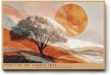 Paul Sinus Wandbild 120x80cm Einsamer Baum Landschaft Kunst Moderne Natur Komposition mit Sonne und warmen Farben