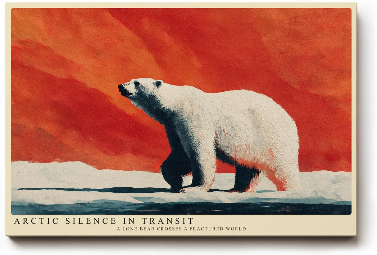 Paul Sinus Wandbild 120x80cm Eisbär Arktis Natur Kunstmotiv Polarlandschaft mit starkem Farbkontrast