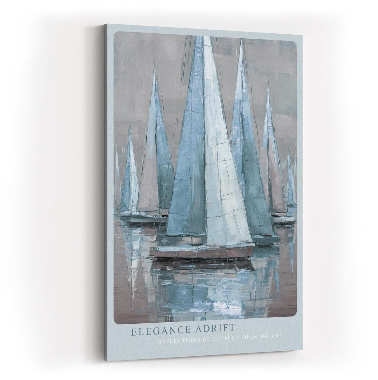 Paul Sinus Wandbild in 40x60cm Elegance Adrift – Segelboote in Blauund Grautönen auf ruhigem Wasser mit sanften Spiegelungen