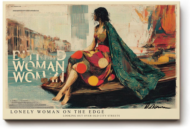 Paul Sinus Wandbild 120x80cm Elegante Frau am Wasser Moderne Stadt Collage Kunst Wanddekoration