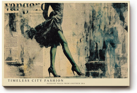 Paul Sinus Wandbild 120x80cm Elegante Frau in Vintage Mode Collage Stadt Fashion Kunst Wanddekoration