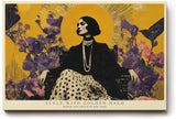 Paul Sinus Wandbild 120x80cm Elegante Frau mit goldenem Halo – Stilvolle Modekunst mit floralen Elementen für moderne Wohnräume