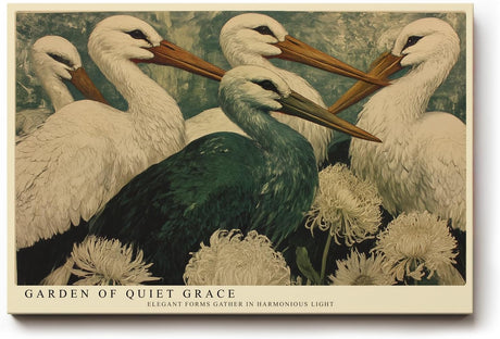 Paul Sinus Wandbild 120x80cm Elegante Störche Natur Kunstmotiv Voegel und Blumen in harmonischer Komposition