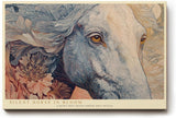 Paul Sinus Wandbild 120x80cm Eleganter Pferdekopf mit Blumen Kunstvolle Tierillustration in Blau und Creme Wanddekoration