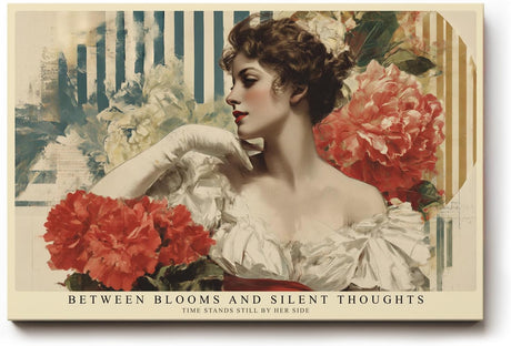 Paul Sinus Wandbild 120x80cm Elegantes Frauenportrait Blumen Kunst Retro Stil mit floraler Komposition