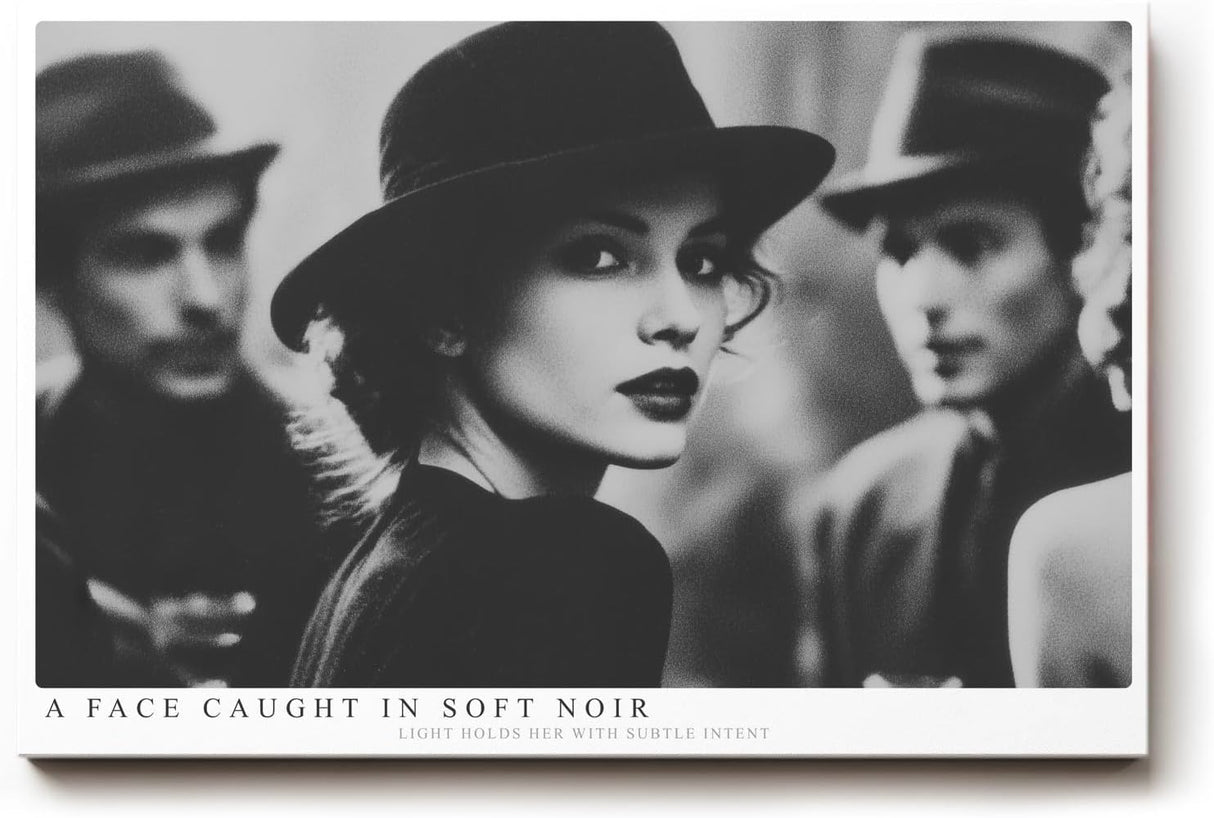 Paul Sinus Wandbild 120x80cm Elegantes Frauenportrait im Noir Stil Schwarz Weiss Fotokunst moderne Wanddekoration