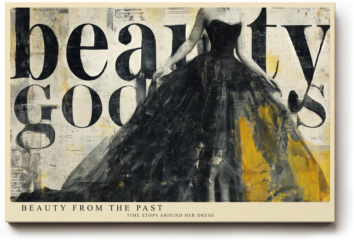Paul Sinus Wandbild 120x80cm Elegantes Kleid Mode Collage LeinWandbild 120x80cm Fashion Kunst Wanddekoration