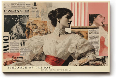 Paul Sinus Wandbild 120x80cm Eleganz vergangener Zeiten – Vintage Frauenporträt mit klassischer Collagekunst