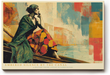 Paul Sinus Wandbild 120x80cm Embered Silence by the Canal elegante Figur am Kanal moderne Stadt Kunst Poster für Wohnzimmer Büro