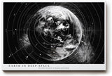 Paul Sinus Wandbild 120x80cm Erde Planet Weltall moderne Raumfahrt Kunst schwarz weiss Kunstdruck stilvolle Wanddekoration fuer Wohnzimmer Büro