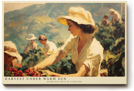 Paul Sinus Wandbild 120x80cm Ernte im warmen Sonnenlicht – Impressionistische Landschaft mit Menschen auf dem Feld für stilvolle Wohnräume