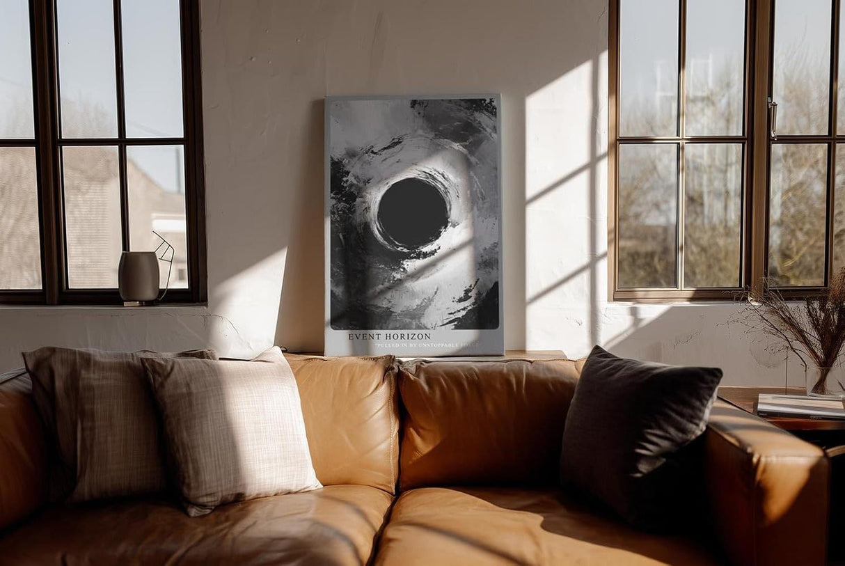 Paul Sinus Wandbild in 40x60cm Event Horizon – Monochrome Abstraktion mit tiefem Zentrum und kraftvollen Strukturen