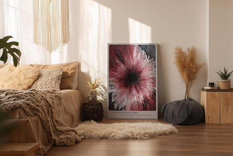 Paul Sinus Wandbild in 40x60cm Explosion Core – Ausdrucksstarkes abstraktes Kunstwerk mit dynamischer Farbexplosion in Rotund Weißtönen
