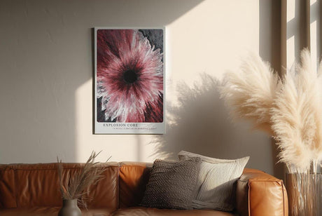 Paul Sinus Wandbild in 40x60cm Explosion Core – Ausdrucksstarkes abstraktes Kunstwerk mit dynamischer Farbexplosion in Rotund Weißtönen