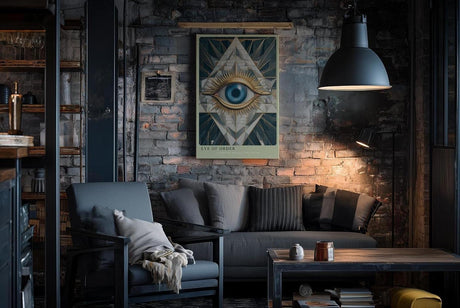 Paul Sinus Wandbild in 40x60cm Eye of Order Geometrische Komposition mit zentralem blauen Auge