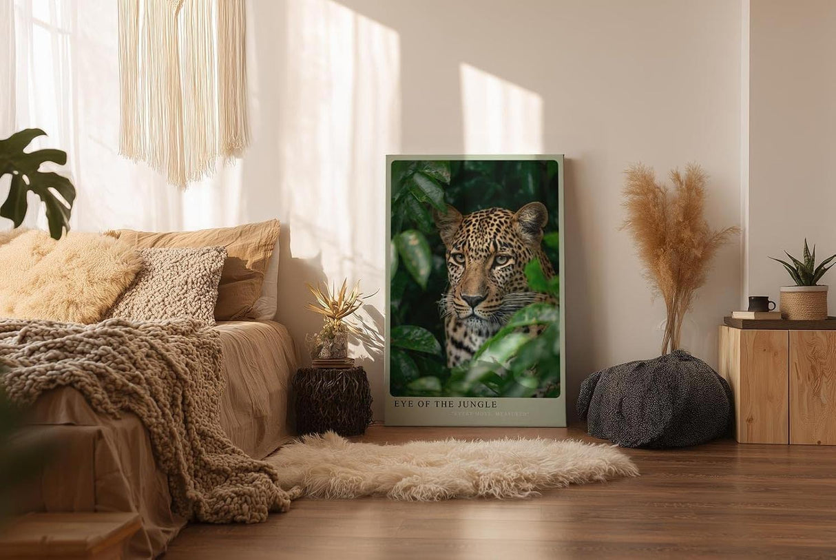 Paul Sinus Wandbild in 40x60cm Eye of the Jungle – Nahaufnahme eines Leoparden im dichten Blätterdach