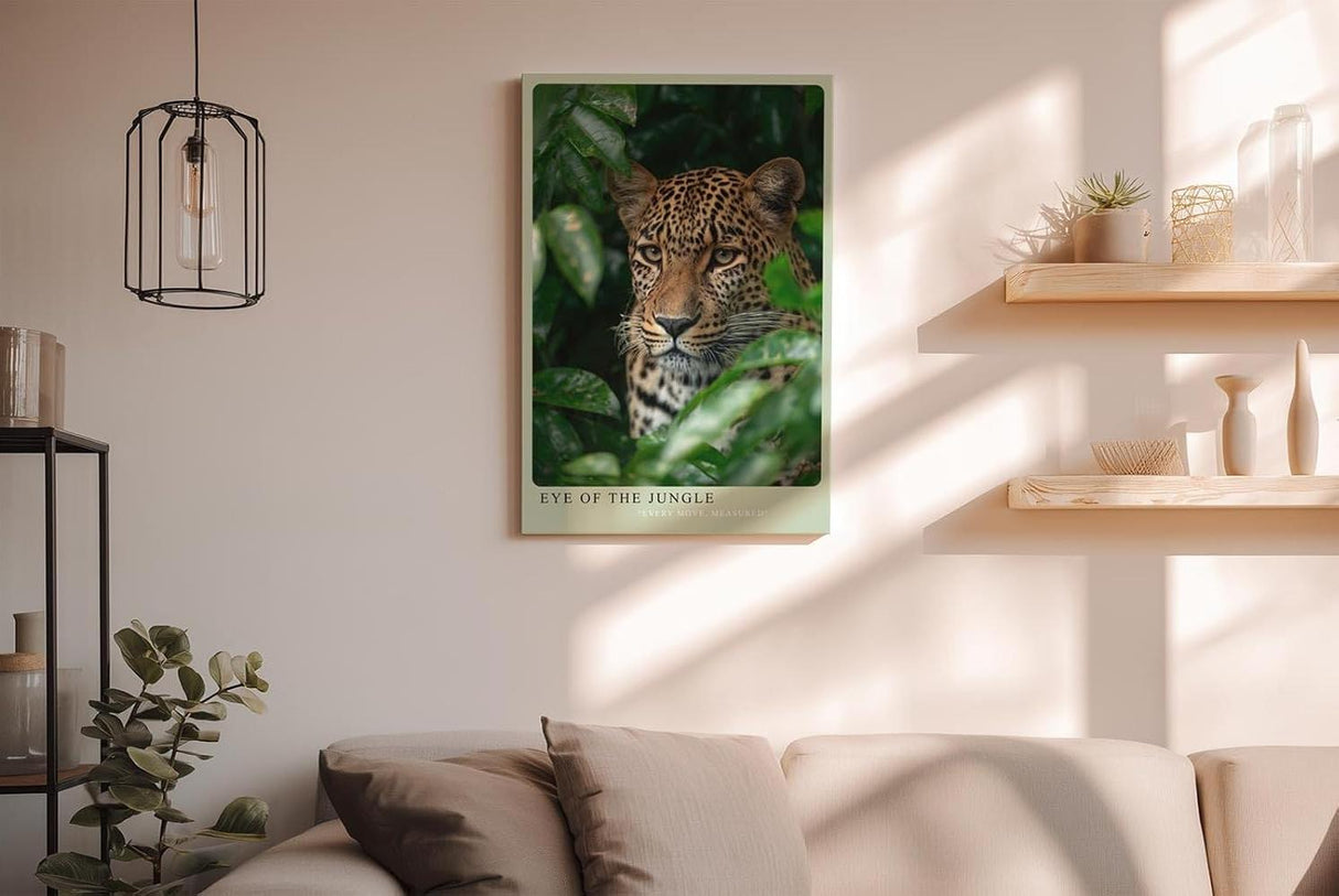 Paul Sinus Wandbild in 40x60cm Eye of the Jungle – Nahaufnahme eines Leoparden im dichten Blätterdach