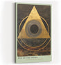 Paul Sinus Wandbild in 40x60cm Eye of the Sigma – Abstrakte geometrische Komposition mit goldenem Dreieck und zentralem Kreis auf dunkler Strukturfläche