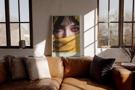Paul Sinus Wandbild in 40x60cm Eyes of Jade – Intensiver Blick mit grünen Augen und gelbem Tuch