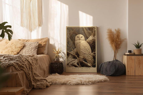 Paul Sinus Wandbild in 40x60cm Eyes of the North – majestätische Schneeeule in winterlicher Landschaft mit detailreicher Gefiederstruktur