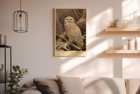 Paul Sinus Wandbild in 40x60cm Eyes of the North – majestätische Schneeeule in winterlicher Landschaft mit detailreicher Gefiederstruktur