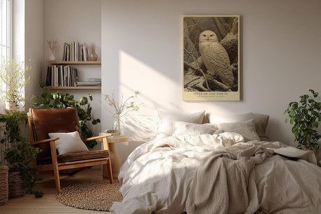 Paul Sinus Wandbild in 40x60cm Eyes of the North – majestätische Schneeeule in winterlicher Landschaft mit detailreicher Gefiederstruktur