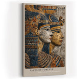 Paul Sinus Wandbild in 40x60cm Faces of Forever – Reliefdarstellung zweier ägyptischer Herrscher in Gold, Blau und Steinstruktur