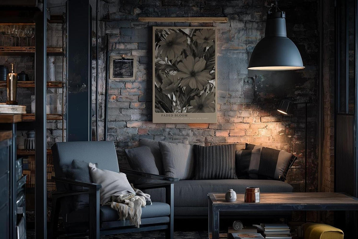 Paul Sinus Wandbild in 40x60cm Faded Bloom – Sepiafarbene Blüten im nostalgischen Stil mit malerischer Struktur