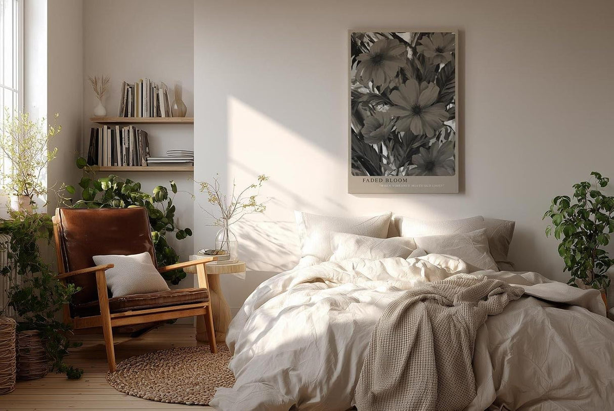 Paul Sinus Wandbild in 40x60cm Faded Bloom – Sepiafarbene Blüten im nostalgischen Stil mit malerischer Struktur