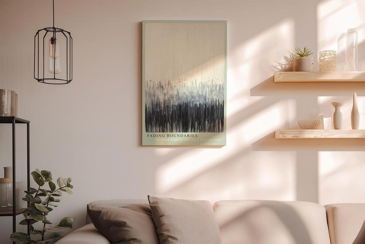 Paul Sinus Wandbild in 40x60cm Fading Boundaries – Abstraktes Kunstwerk mit sanften vertikalen Farbverläufen von Schwarz zu Weiß