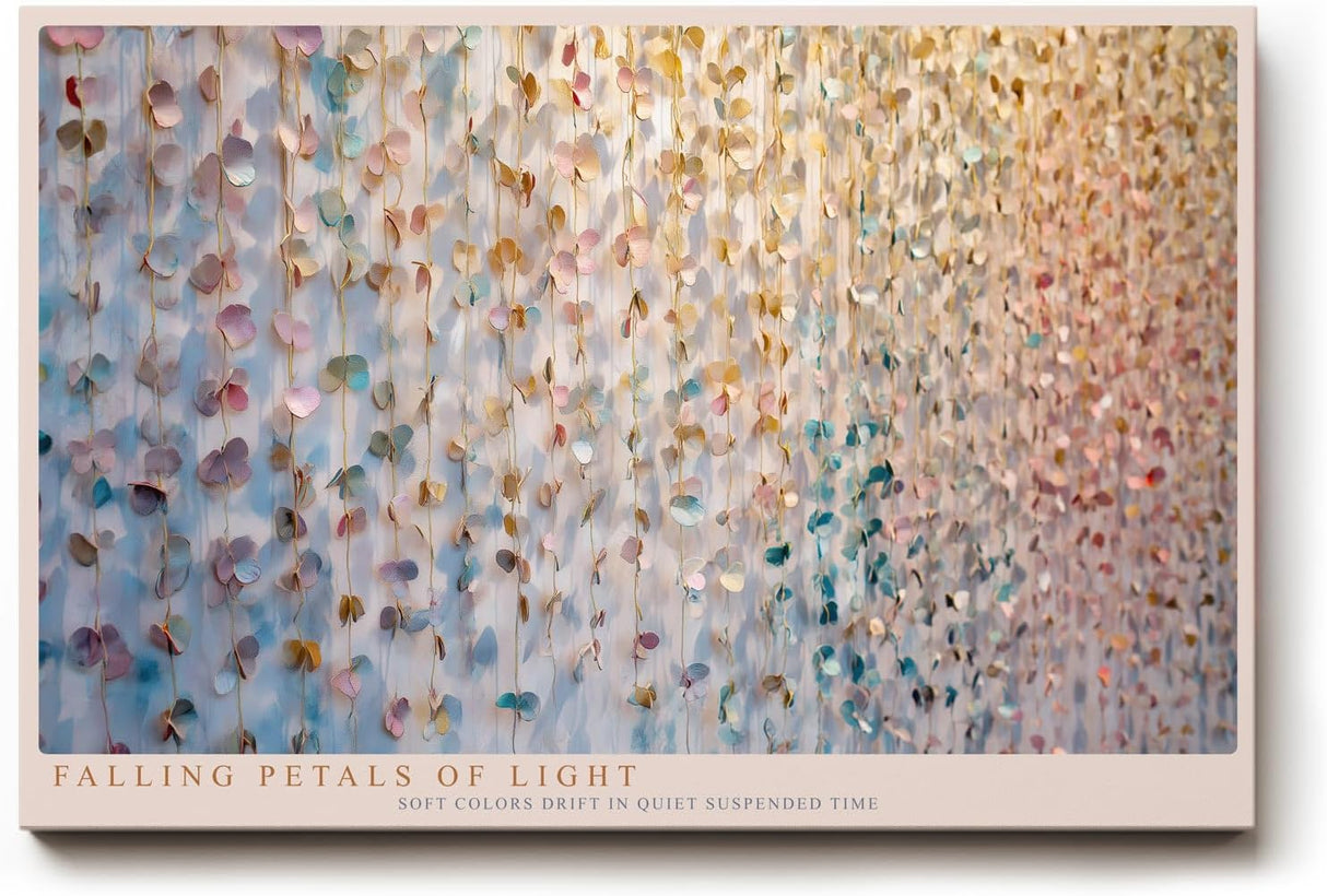 Paul Sinus Wandbild 120x80cm Falling Petals of Light abstrakte Blüten Installation Pastell Kunst Poster für Wohnzimmer Büro