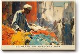 Paul Sinus Wandbild 120x80cm Farben des marokkanischen Souks – Lebendige Marktszene mit Stoffen und orientalischer Atmosphäre