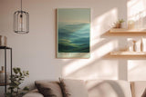 Paul Sinus Wandbild in 40x60cm Fields of Stillness – beruhigende Hügellandschaft in zarten Grünund Blautönen für harmonische Raumgestaltung