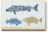 Paul Sinus Wandbild 120x80cm Fische grafische Illustration modern maritimes Design Muster Kunstdruck stilvolle Wanddekoration fuer Wohnzimmer Bad Kueche Flur