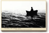 Paul Sinus Wandbild 120x80cm Fischer im Boot auf offenem Meer Schwarz Weiss Fotokunst ruhiges maritimes Kunstposter elegante Wanddekoration fuer Wohnzimmer Schlafzimmer Büro