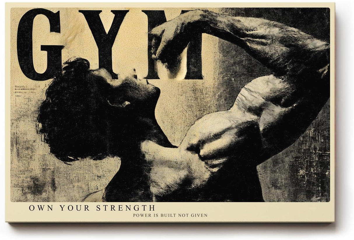 Paul Sinus Wandbild 120x80cm Fitness Motivation Bodybuilder Kraftsport Athlet schwarz weiss Sport Kunstbild modernes Gym bild Wanddekoration fuer Fitnessraum Wohnzimmer Büro