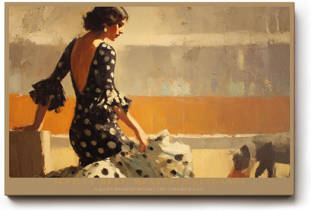Paul Sinus Wandbild 120x80cm Flamenco Szene Sevilla elegante Frau spanische Kunst Wanddekoration mediterranes Motiv Wohnzimmer Schlafzimmer