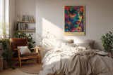 Paul Sinus Wandbild in 40x60cm Flora Divina Mystisches Frauenporträt in leuchtenden Farben mit üppigen Blütenelementen für luxuriöse Raumgestaltung