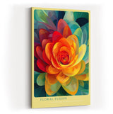 Paul Sinus Wandbild in 40x60cm Floral Fusion Farbintensive abstrakte Blüte in leuchtendem Gelb, Rot und Grün für stilvolle Raumakzente