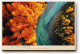 Paul Sinus Wandbild 120x80cm Fluss Landschaft Herbstwald Luftaufnahme Naturfotografie moderne Wanddekoration fuer Wohnzimmer Büro
