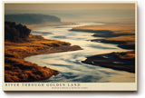 Paul Sinus Wandbild 120x80cm Fluss Landschaft goldenes Licht Natur Fotokunst modern Kunstdruck grosses Kunstbild ruhige Wanddekoration fuer Wohnzimmer Büro Flur