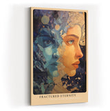 Paul Sinus Wandbild in 40x60cm Fractured Eternity abstraktes Porträt zweier Gesichter in Blauund Hauttönen mit kosmischen Elementen